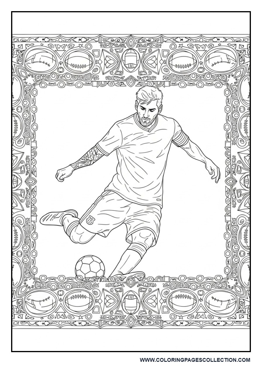Messi Pattern Frame Coloring Page