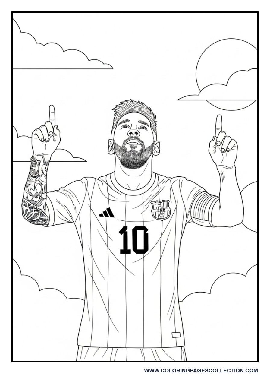 Messi Pointing to Sky Celebration