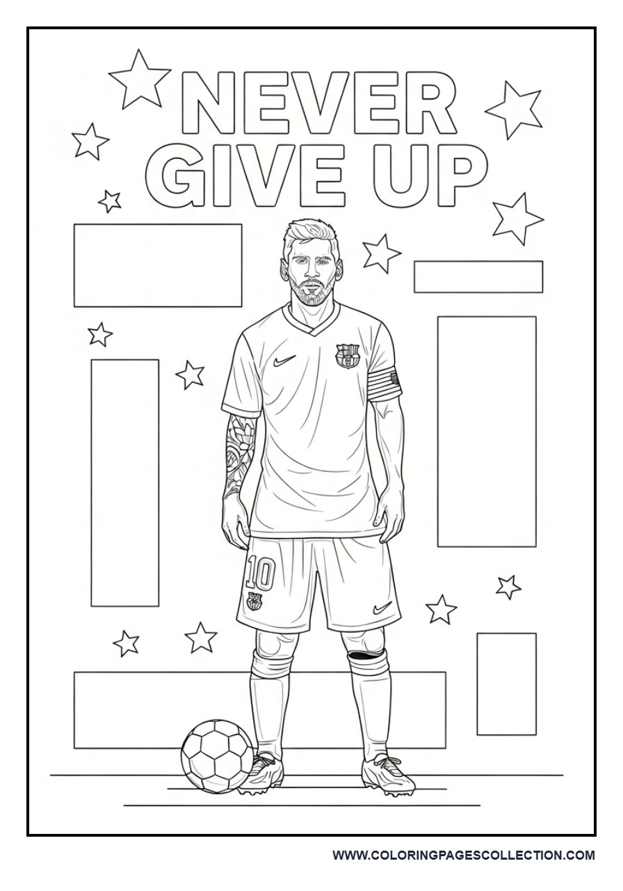 Messi Quote Poster “Never Give Up”