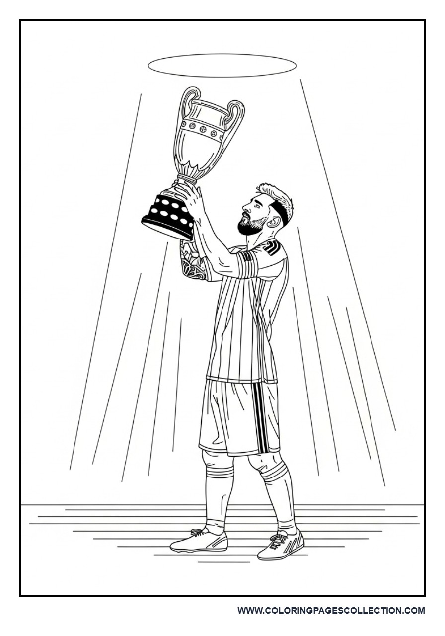 Messi Trophy Scene with Spotlight