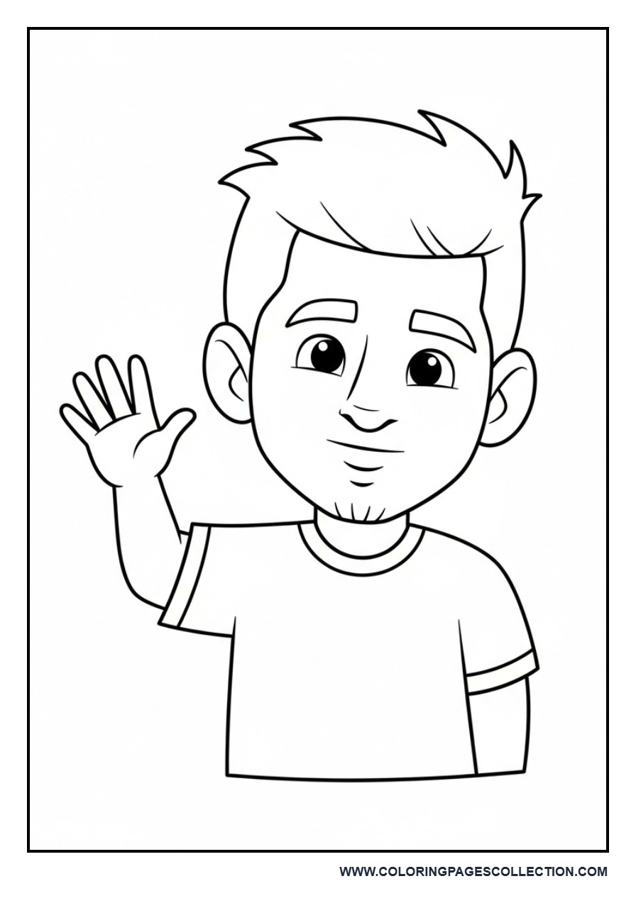 Messi Waving Hand Cartoon Style
