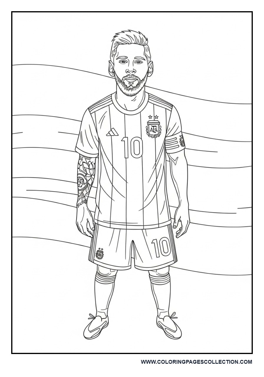 Messi with Argentina Jersey and Flag