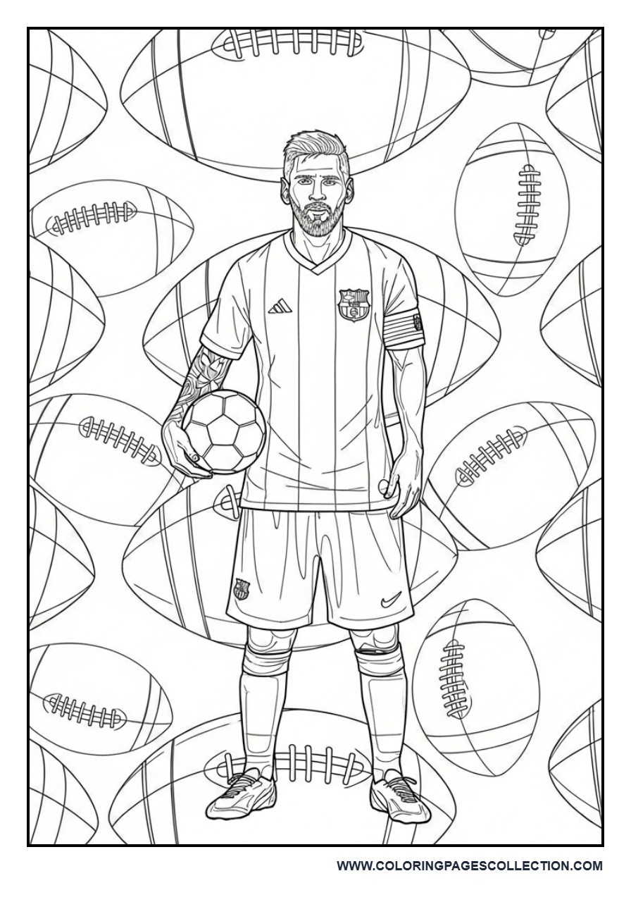 Messi with Multiple Balls Pattern Background