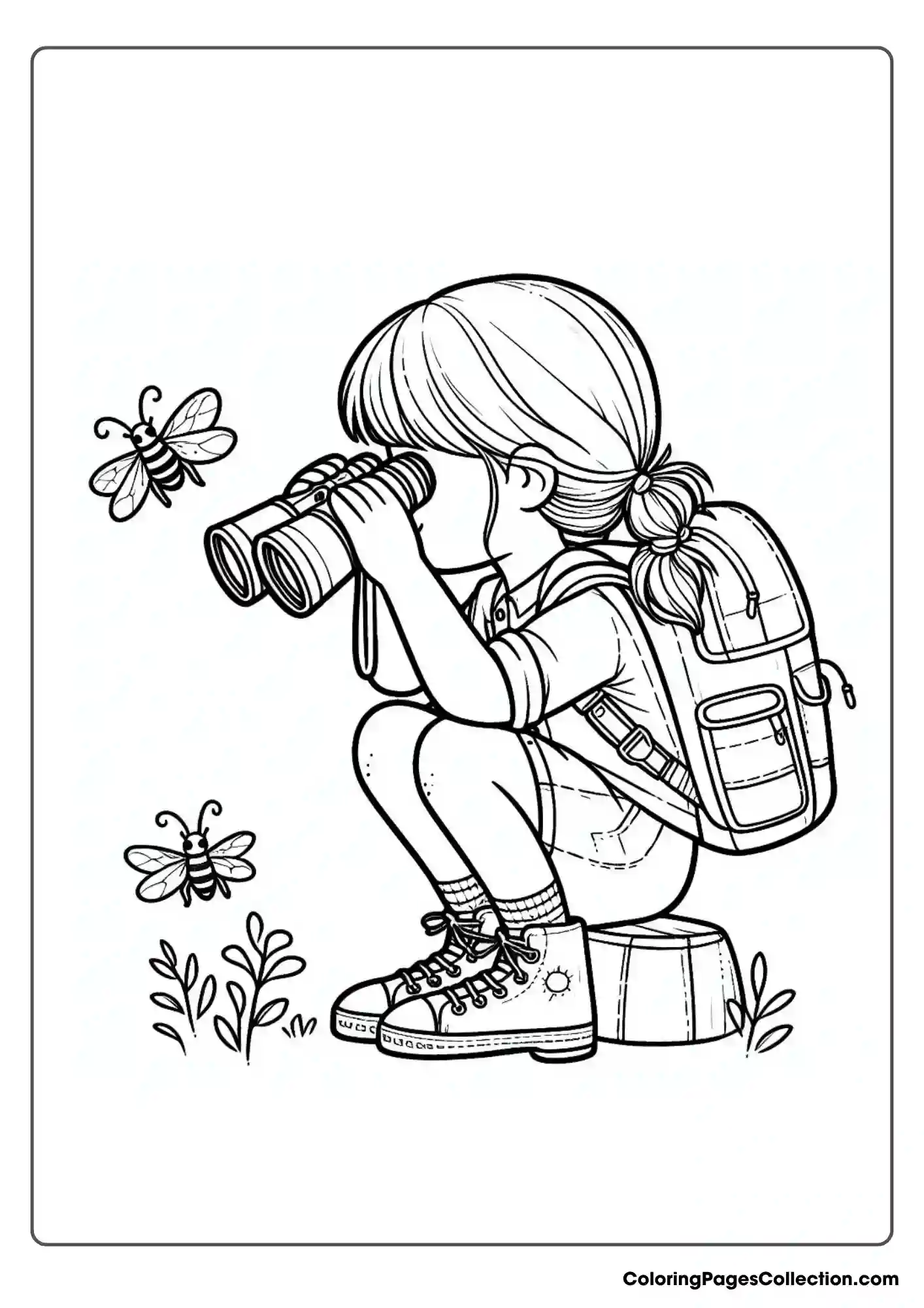 Little Girl Looking Through Binoculars