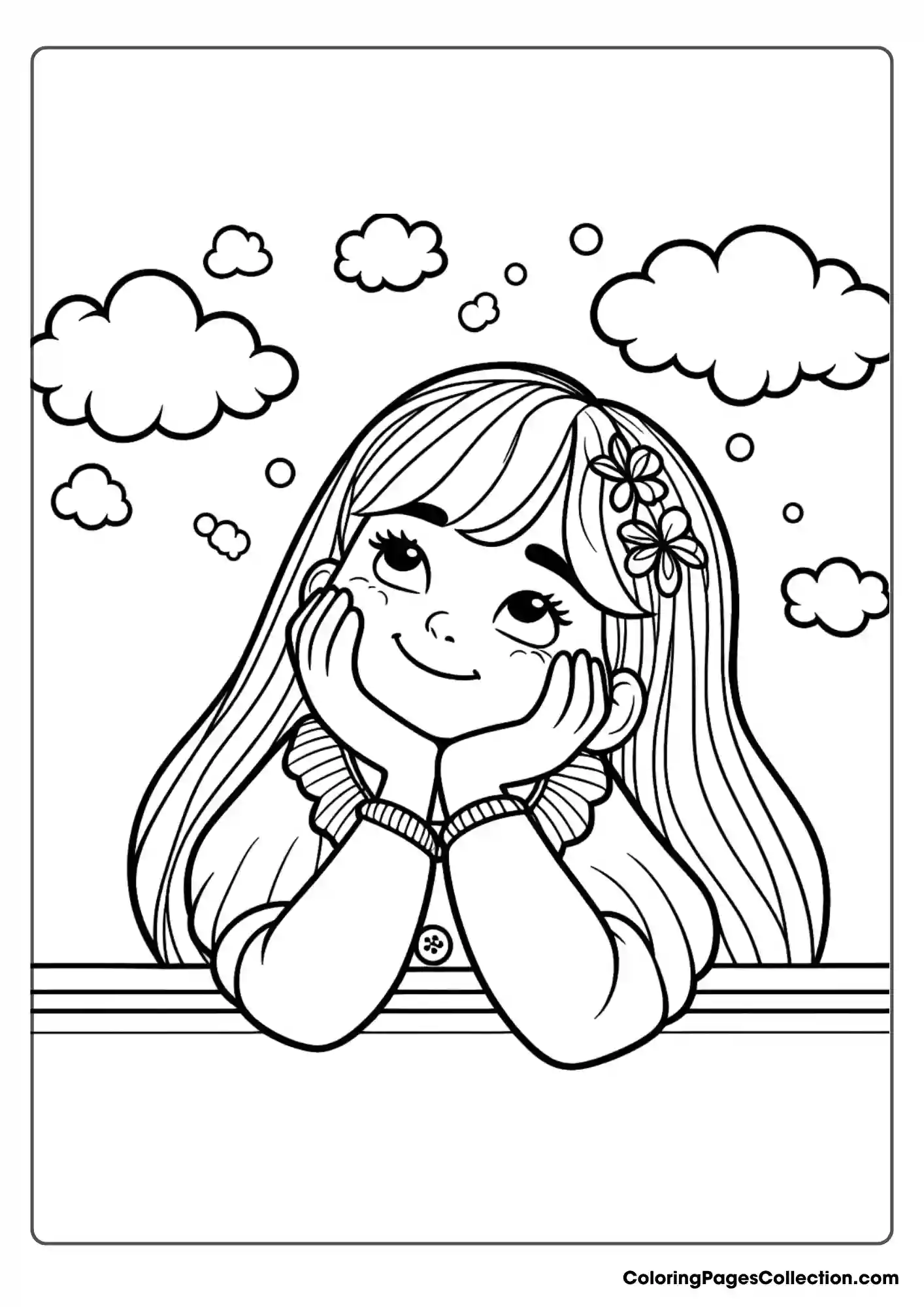 Simple Little Girl Daydreaming