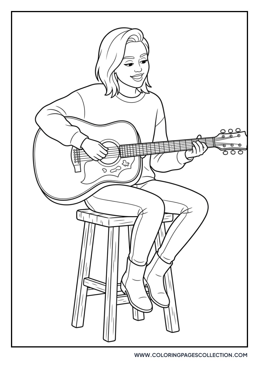 Miley Cyrus with Acoustic Guitar