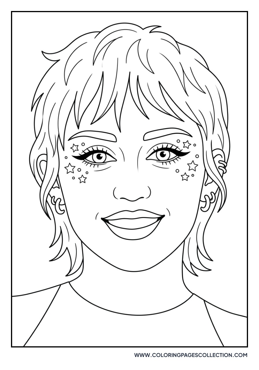 Miley Cyrus with Glitter Makeup