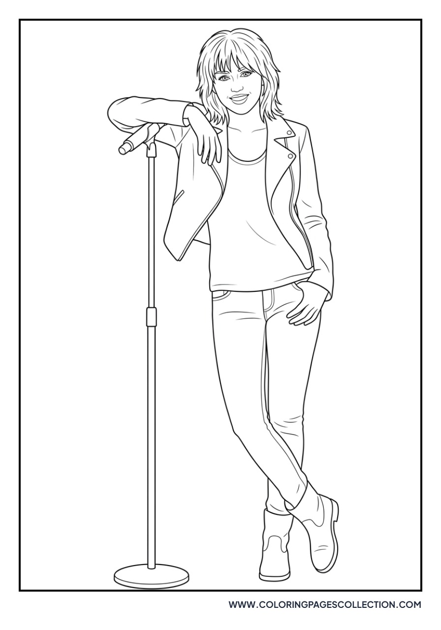 Miley Cyrus with Microphone Stand