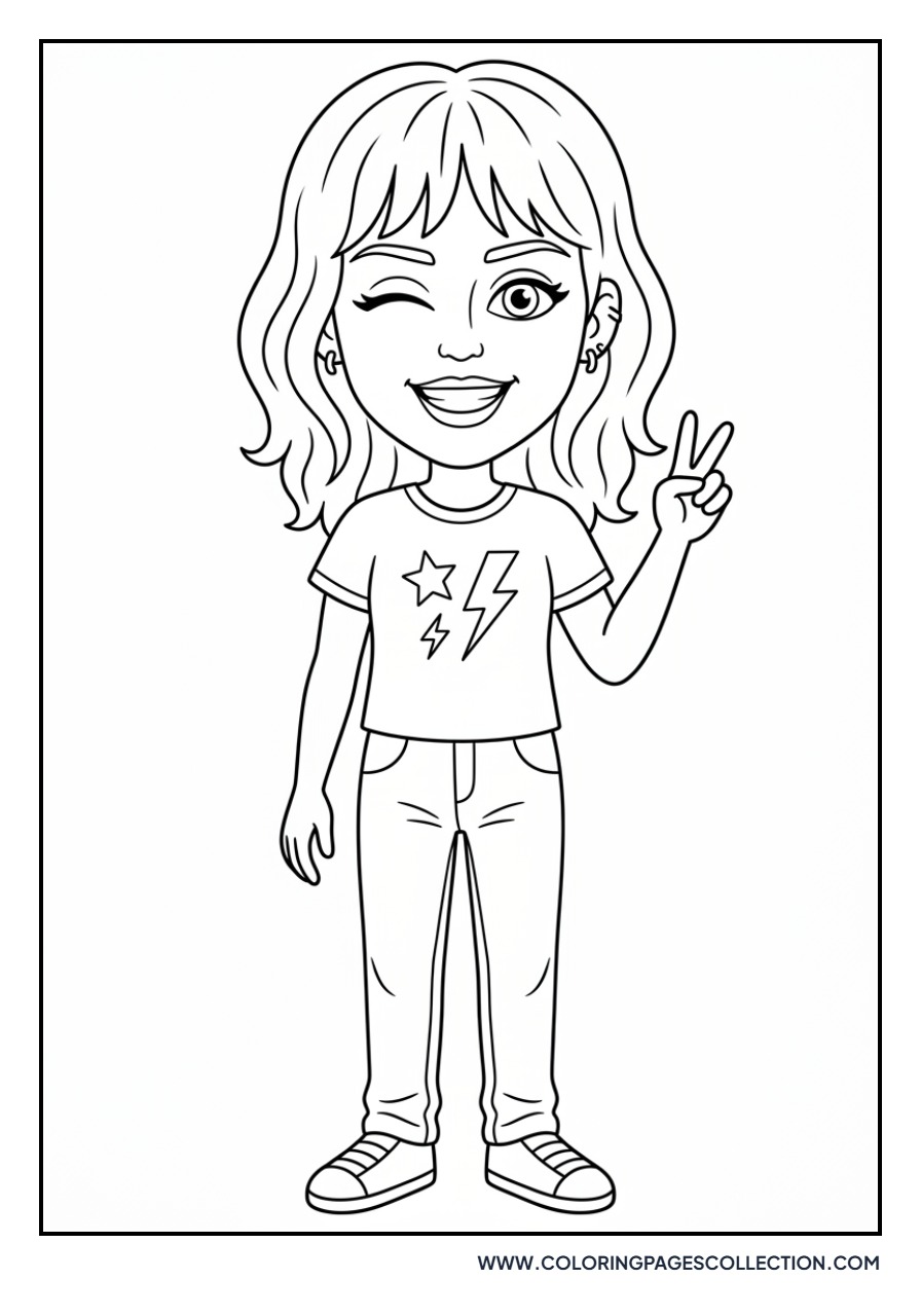 Miley with Peace Sign Pose