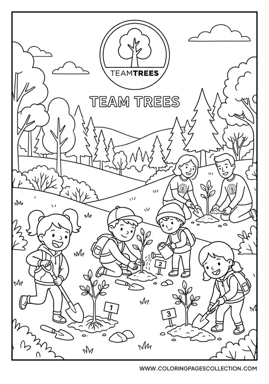 Team Trees Reforestation Scene