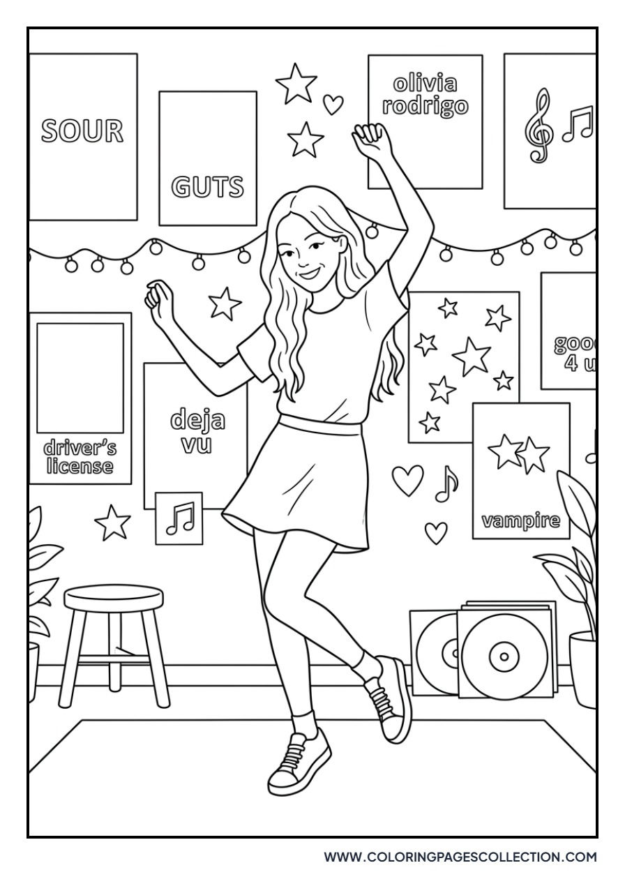 Olivia Rodrigo Dancing in a Purple Room