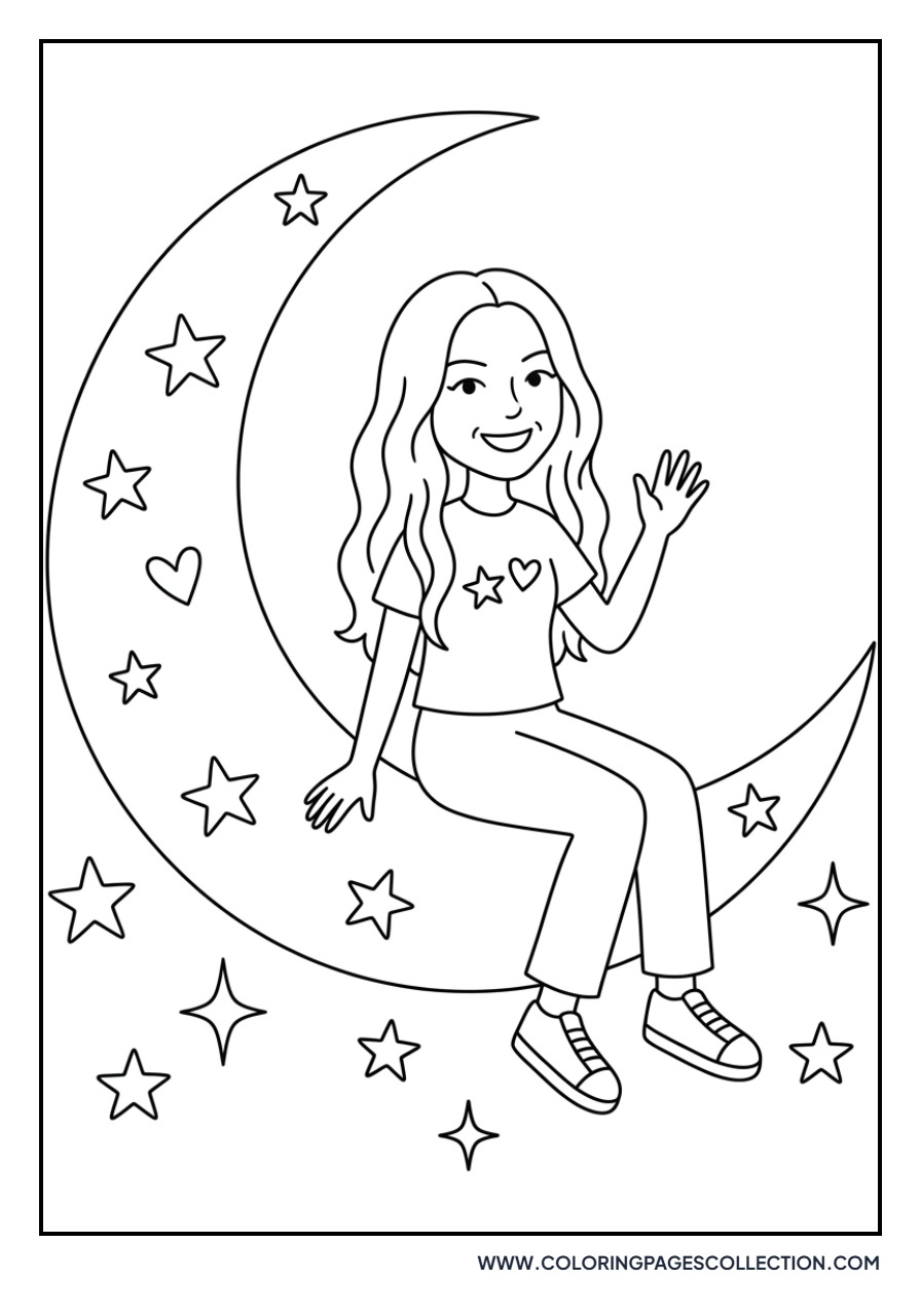 Olivia Rodrigo Sitting on a Crescent Moon