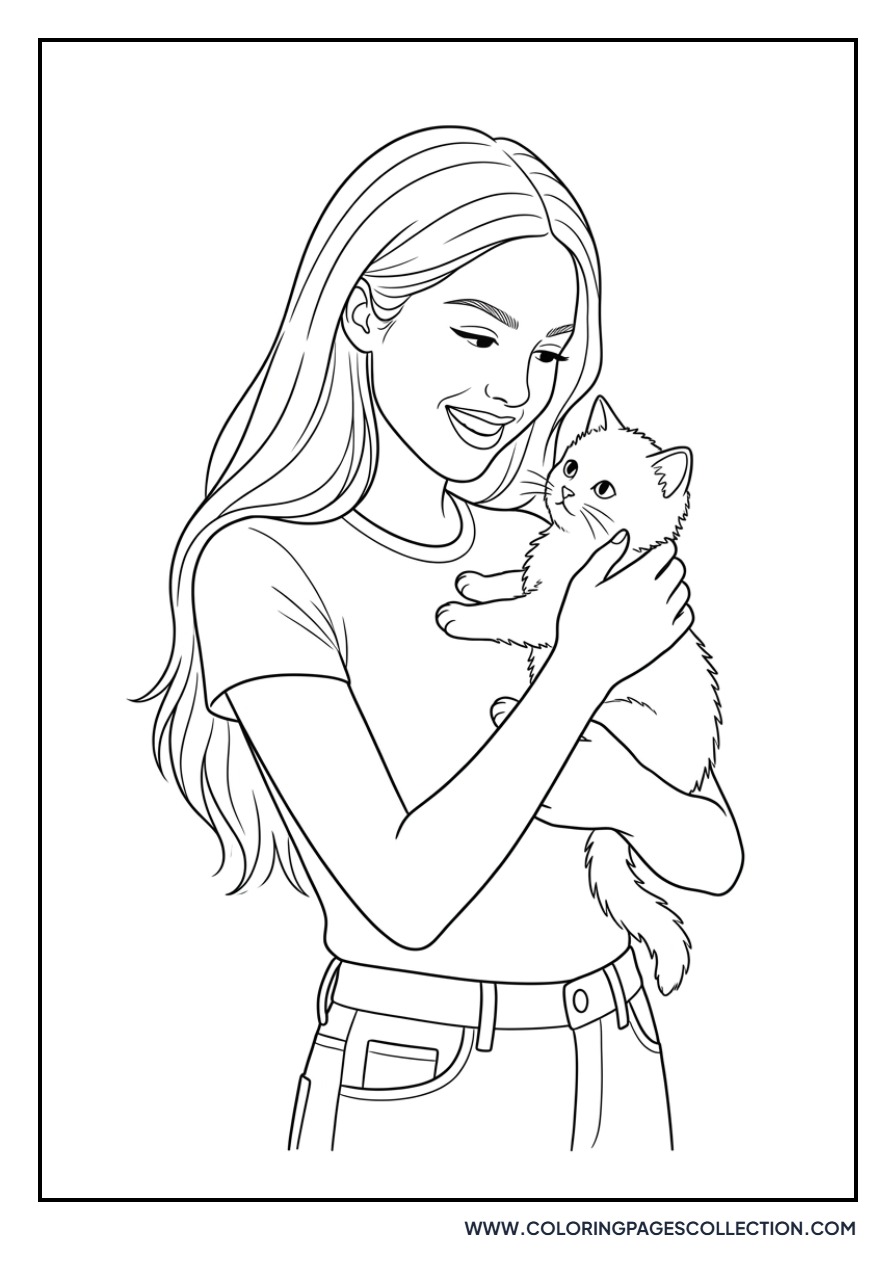 Olivia Rodrigo with a Cute Kitten