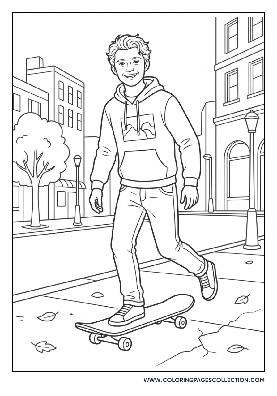 Tom Holland on Skateboard