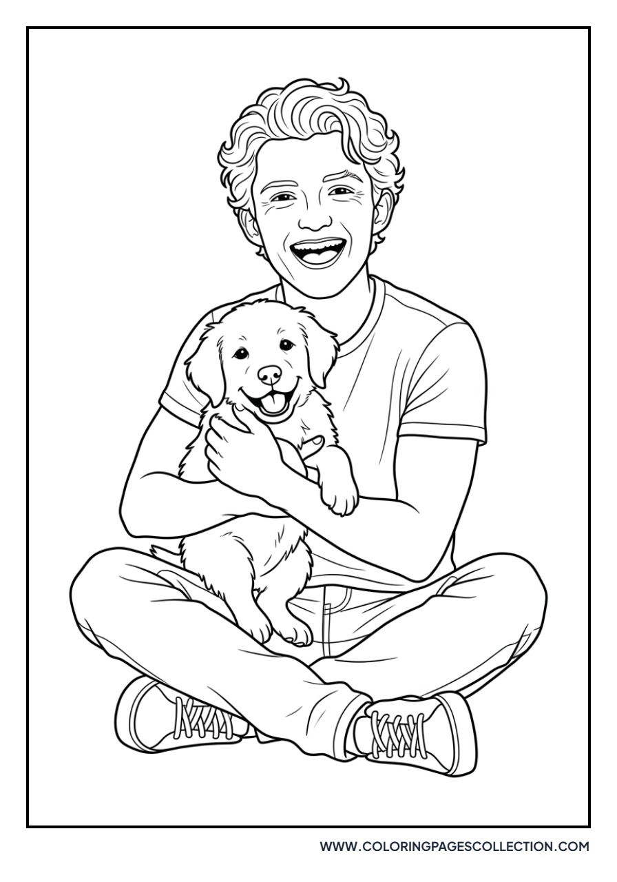 Tom Holland with a Puppy