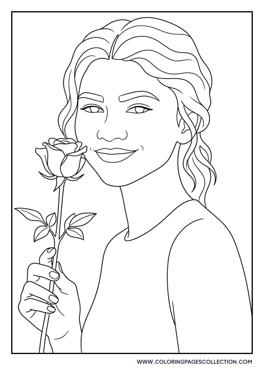 Zendaya Holding a Rose
