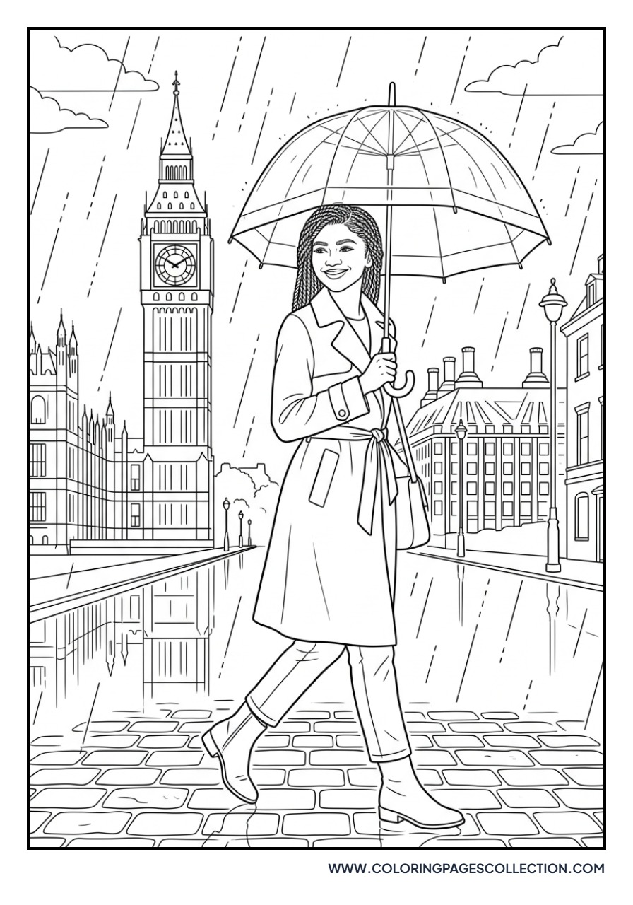 Zendaya in a Rainy City