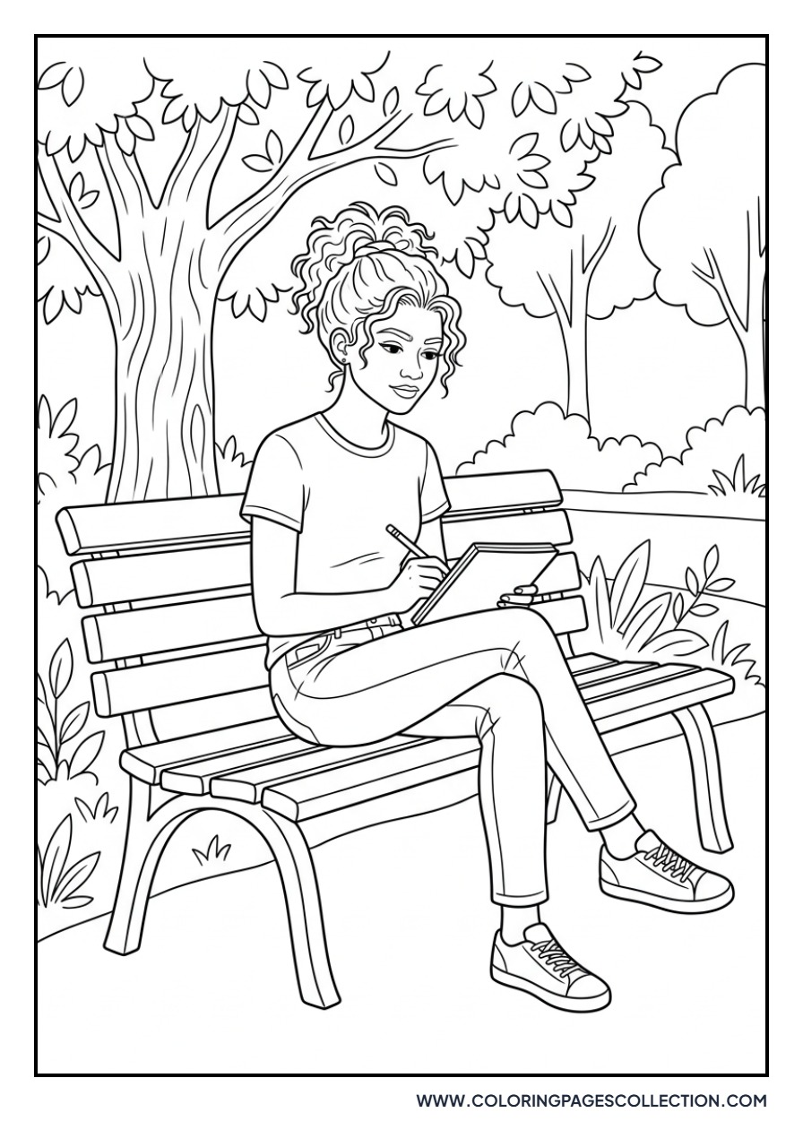 Zendaya Sketching in Notebook
