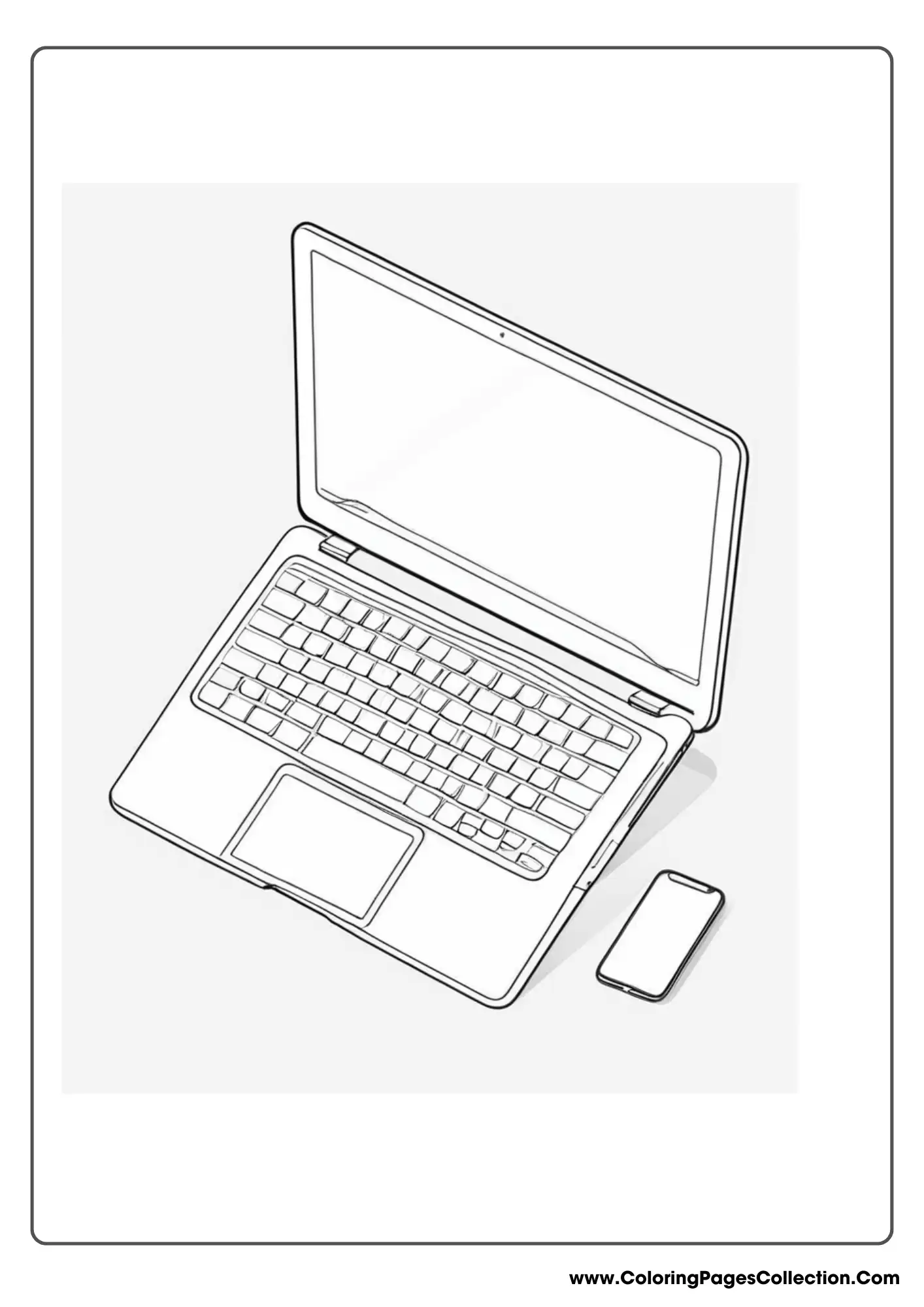 Realistic Laptop And Smartphone, Computer coloring pages