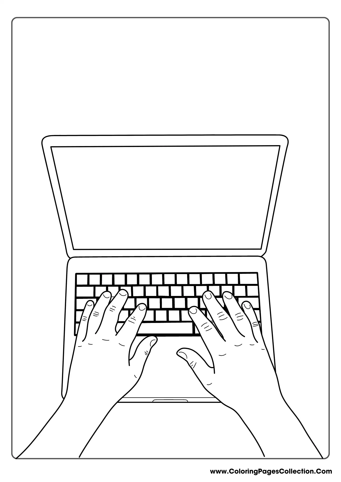Working On Laptop, Computer coloring pages