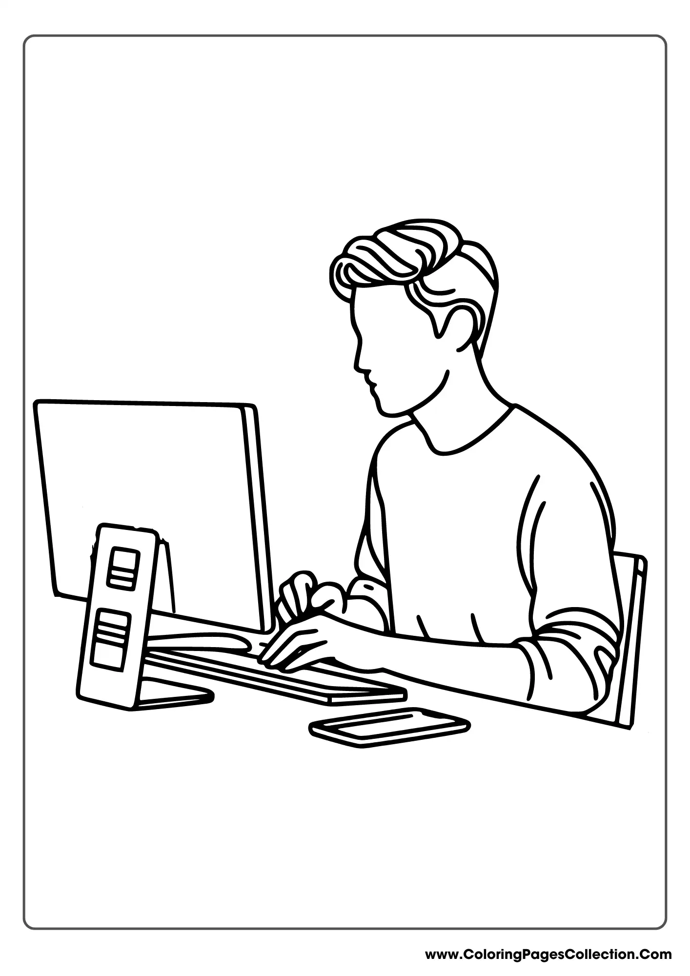 Man Working On Computer, Computer coloring pages