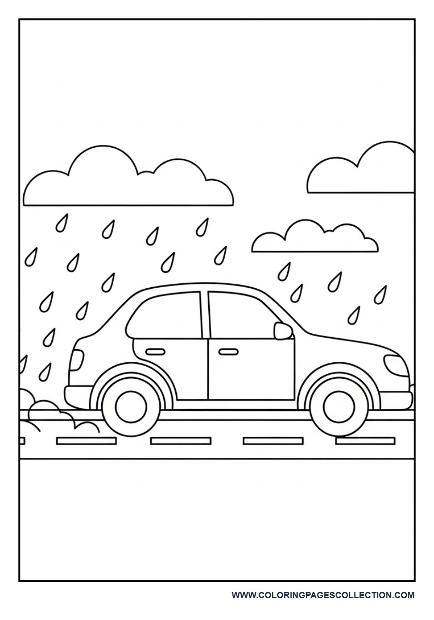 Car Driving in Rain
