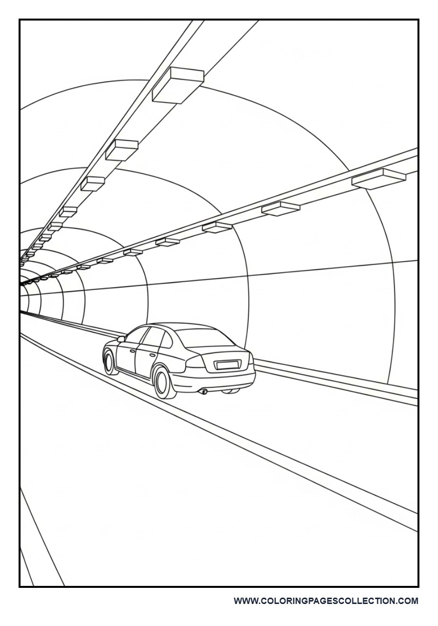 Car Driving Through Tunnel