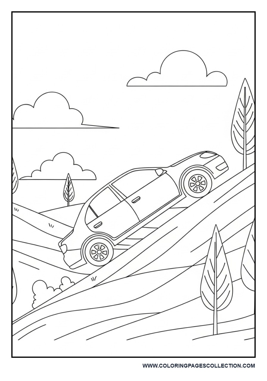Car Driving Uphill Road