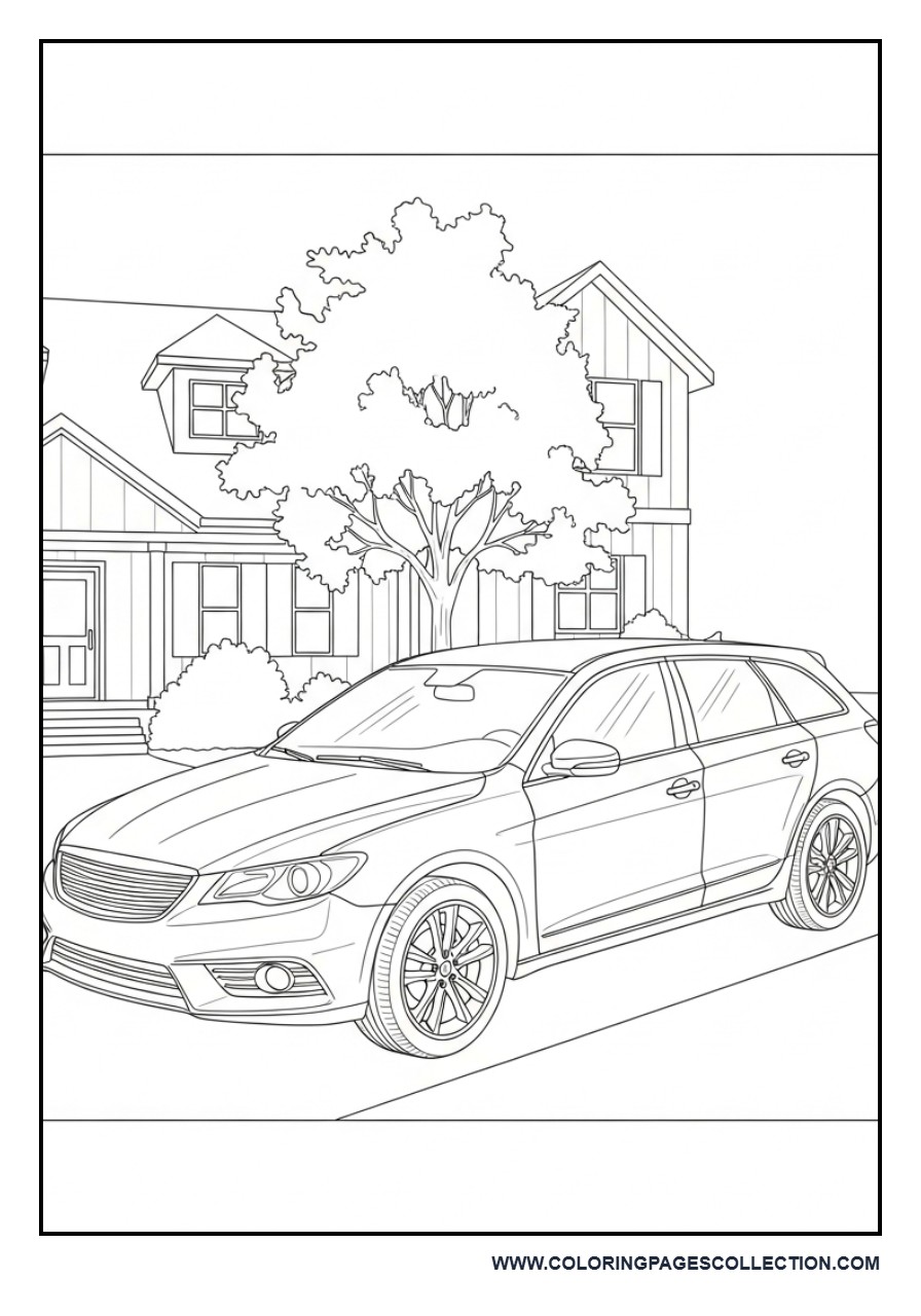 Car Parked in Driveway