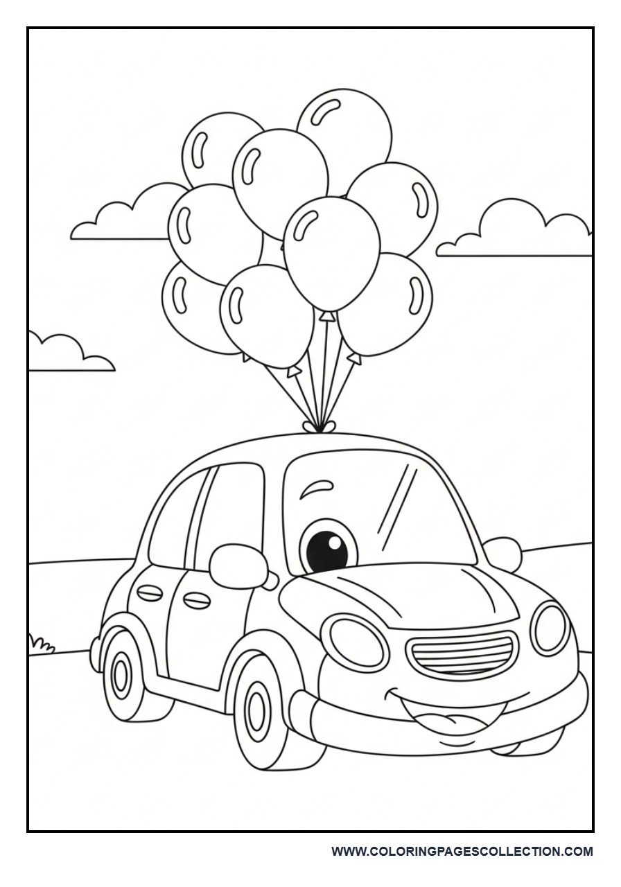 Cartoon Car with Balloons