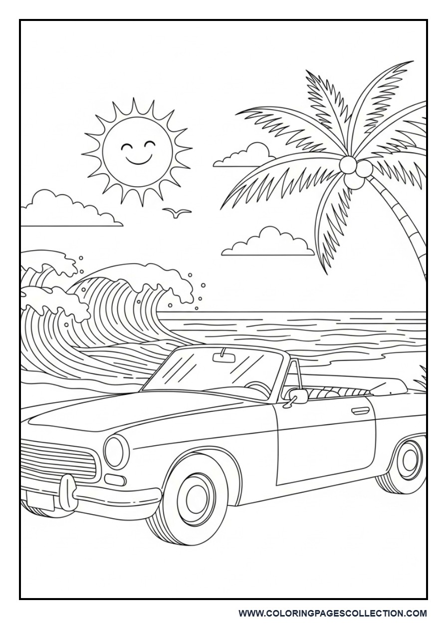 Convertible Car by the Beach