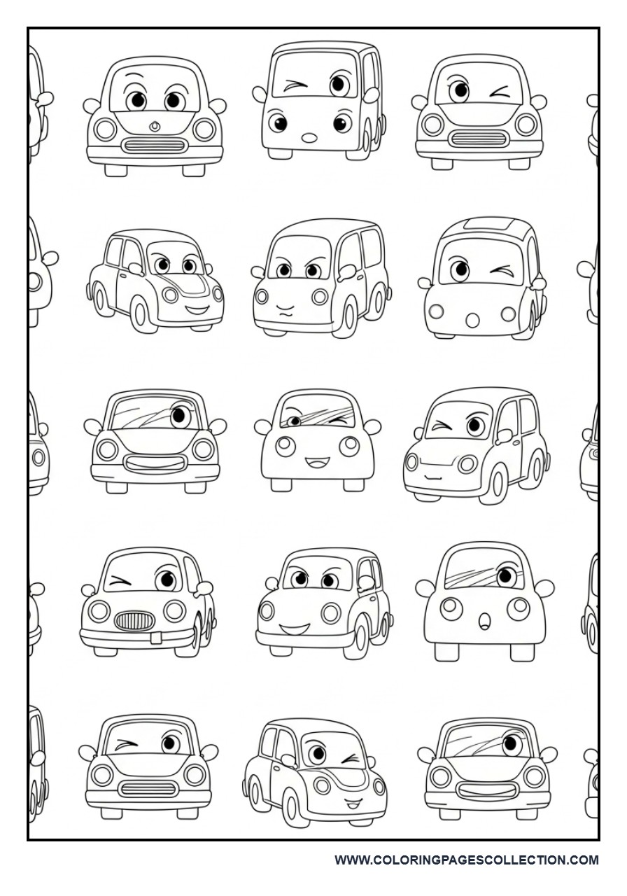 Cute Cars Pattern Page