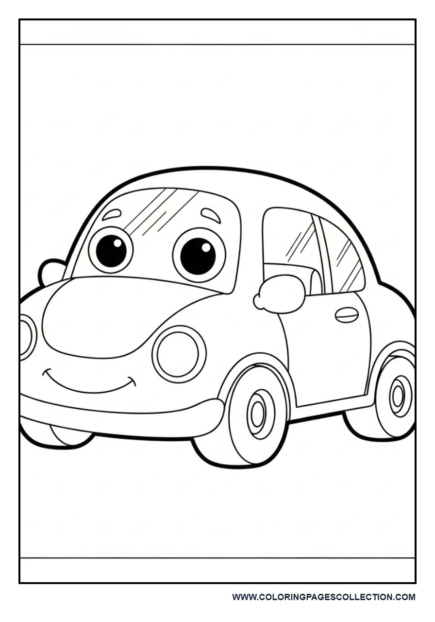 Cute Smiling Cartoon Car