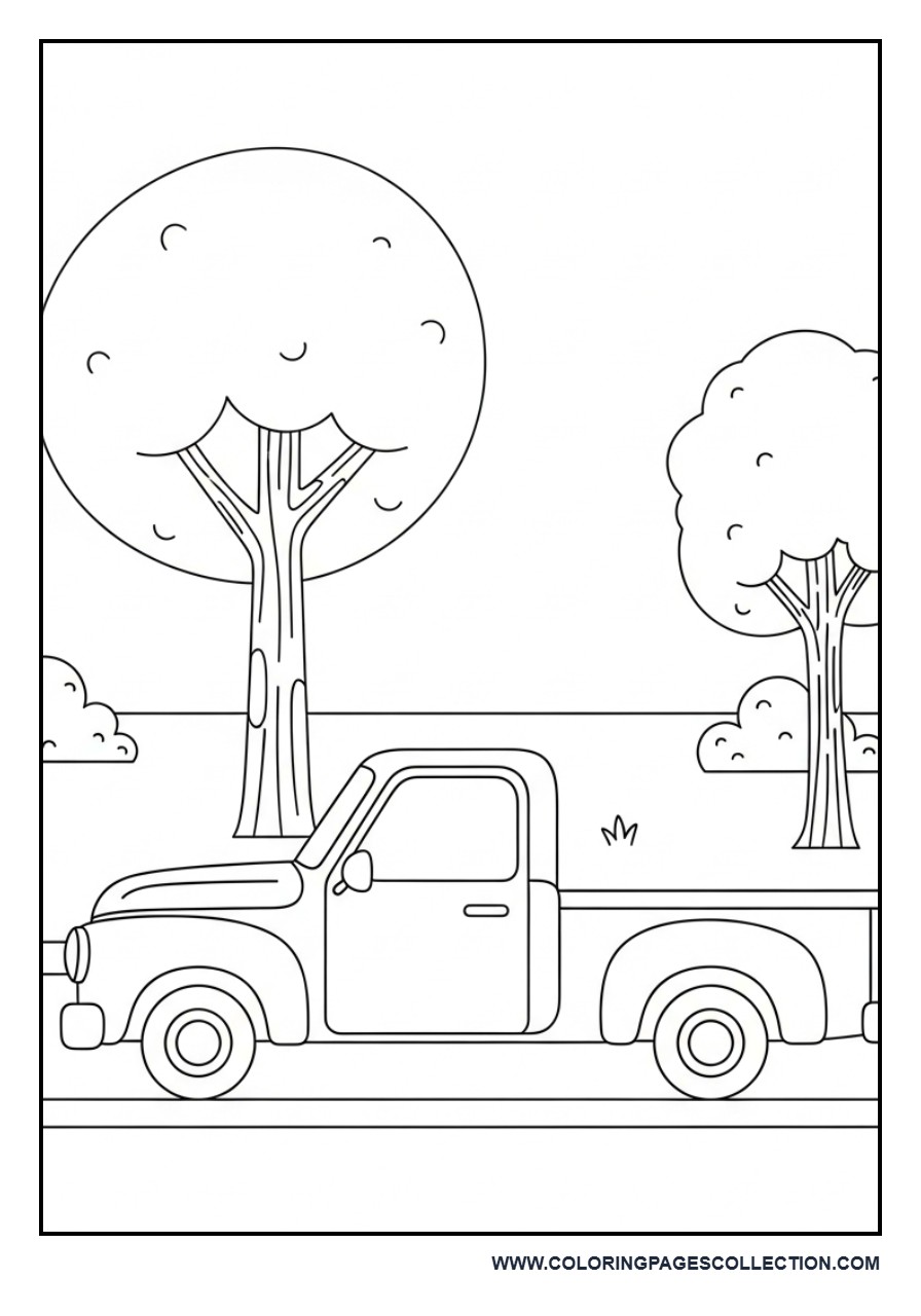 Pickup Truck with Trees