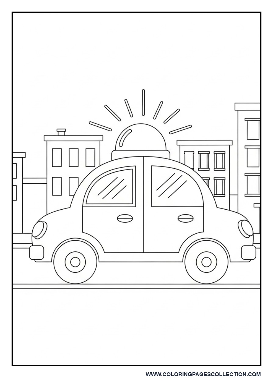 Police Car in City Scene