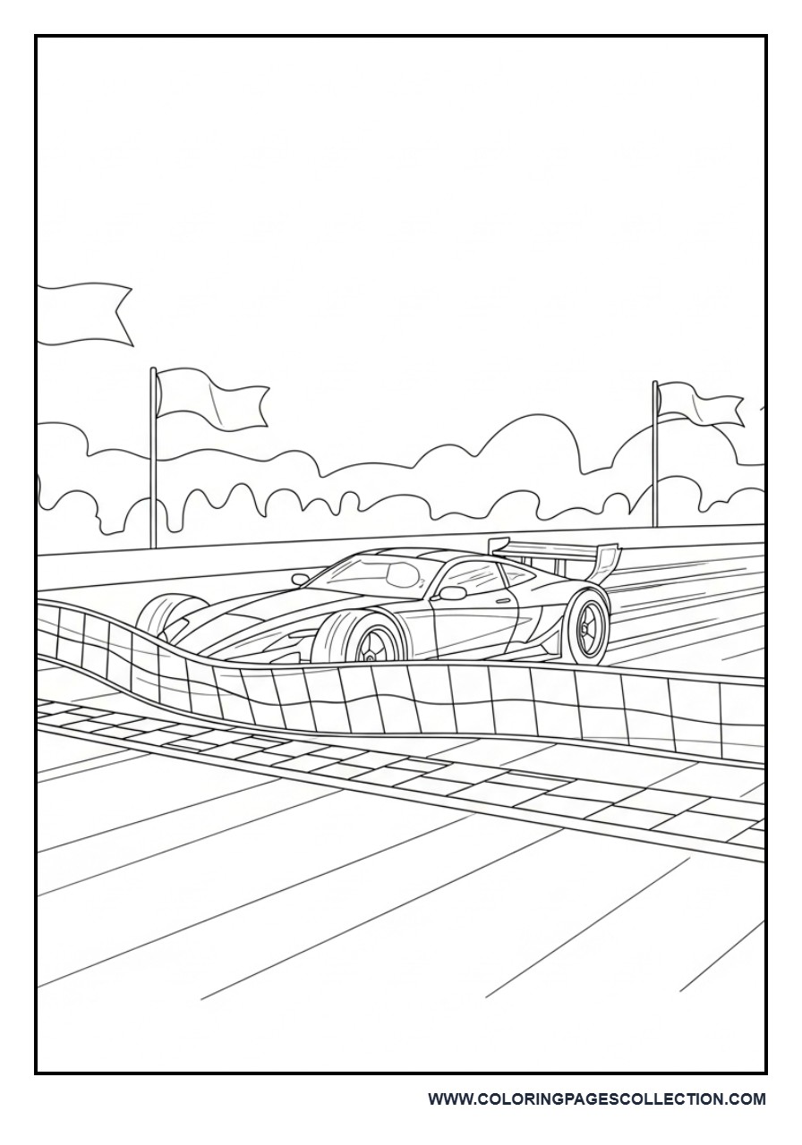 Race Car Crossing Finish Line