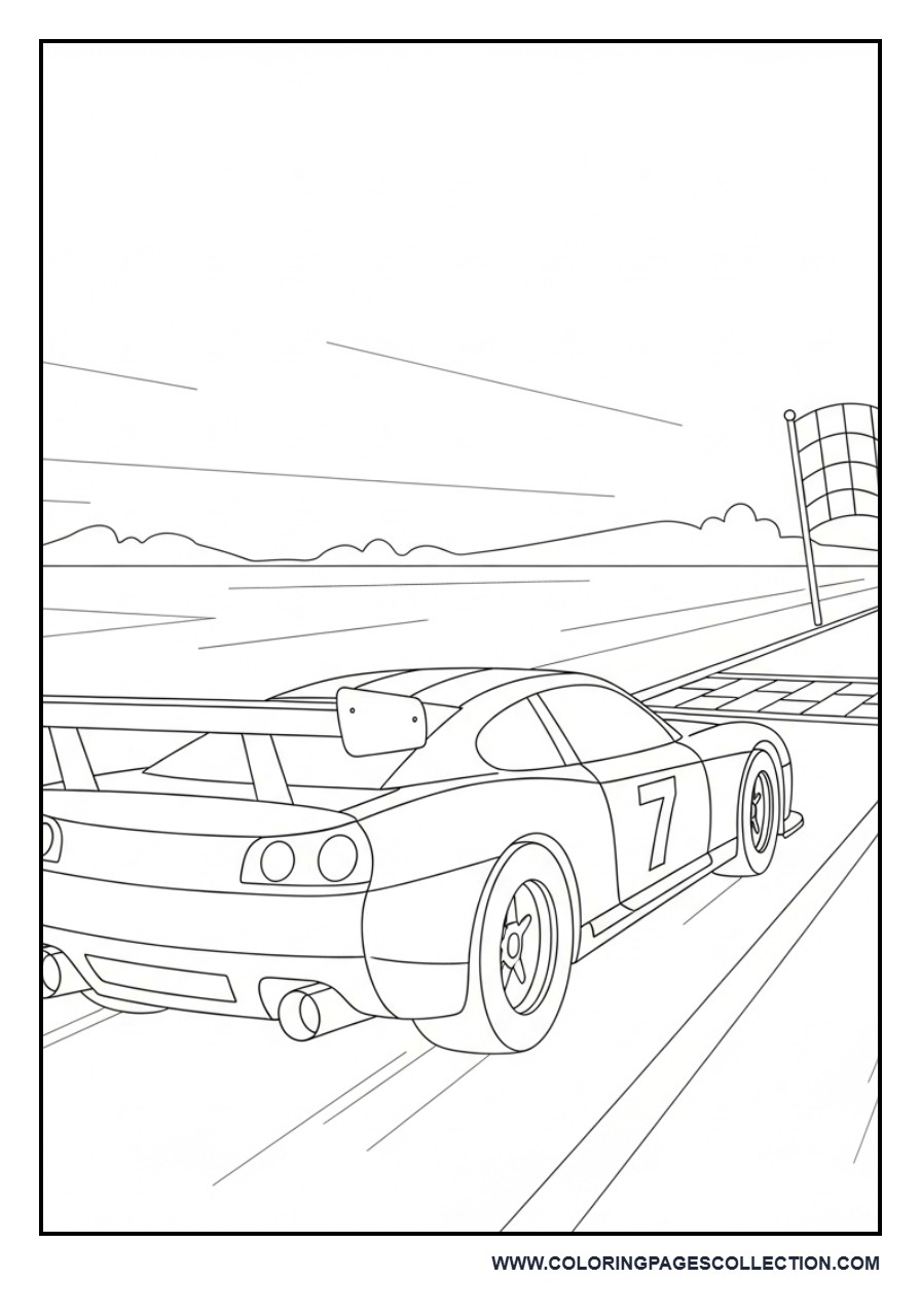 Race Car with Finish Line