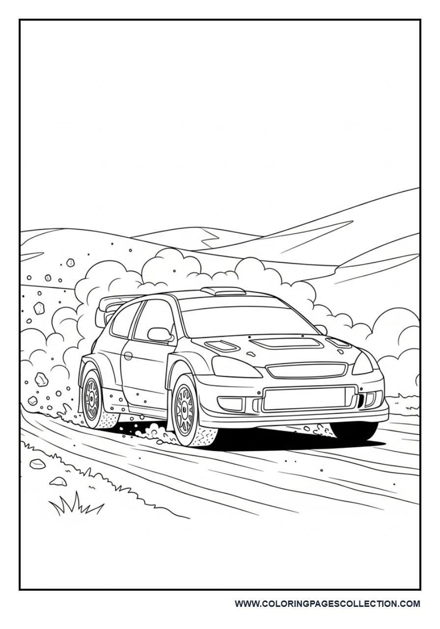 Rally Car on Dirt Road