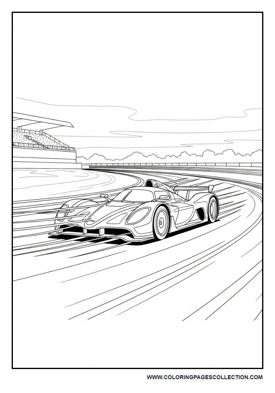 Speeding Race Car on Track