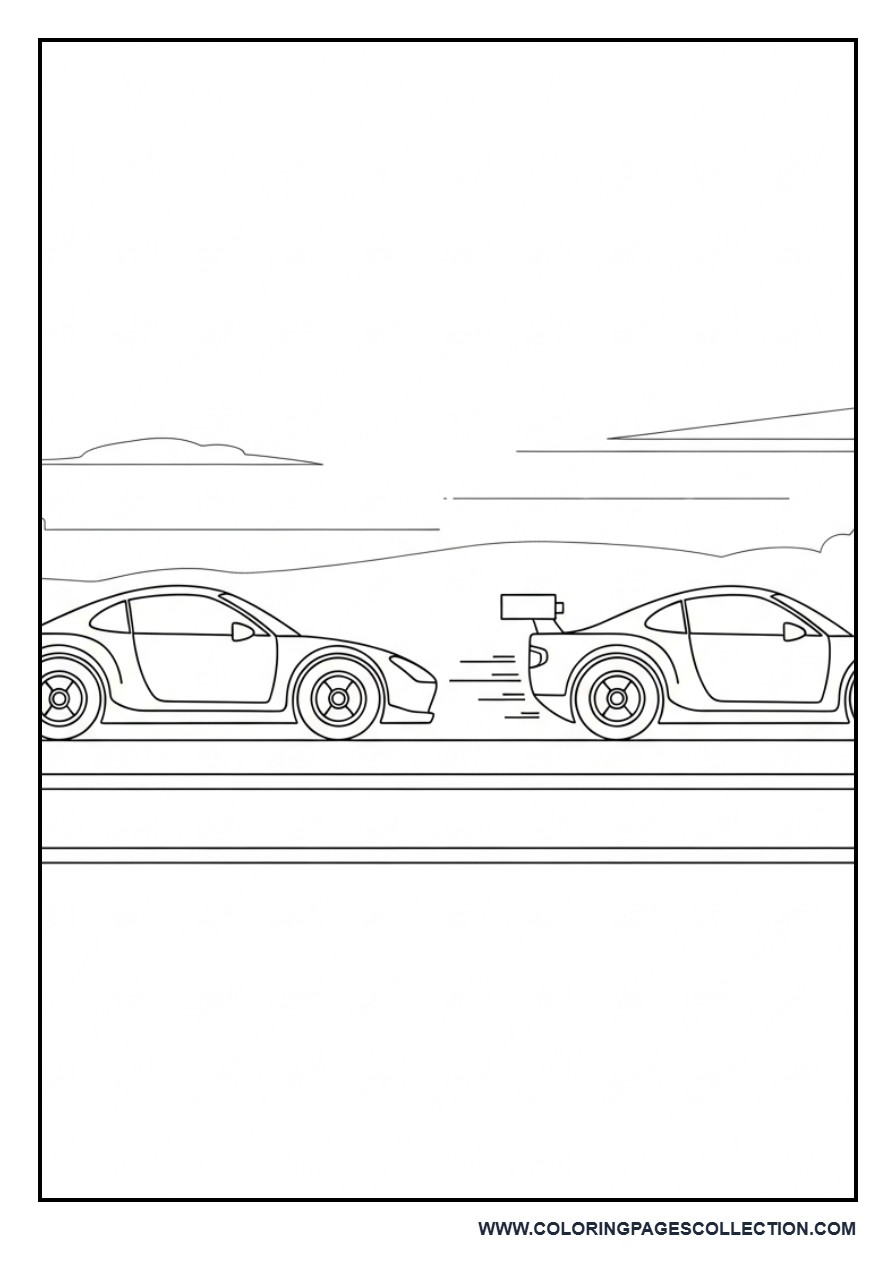 Two Cars Racing Side by Side